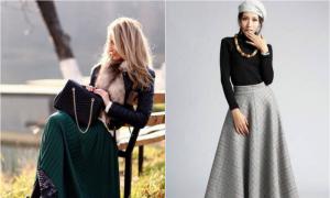 Μακριές ζεστές φούστες για το φθινόπωρο και το χειμώνα στυλ φούστες από κασμίρ και τουίντ